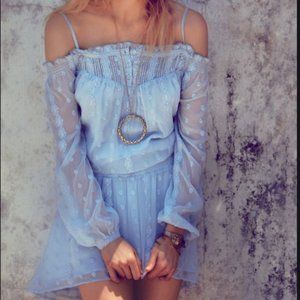 Juliet Off Shoulder Dress Sky Blue